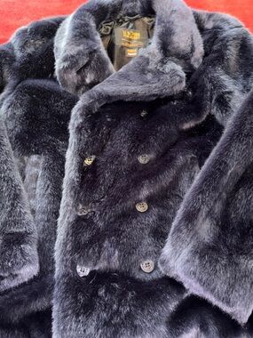 Supreme x Schott NYC navy blue faux fur pea jacket. Never worn.